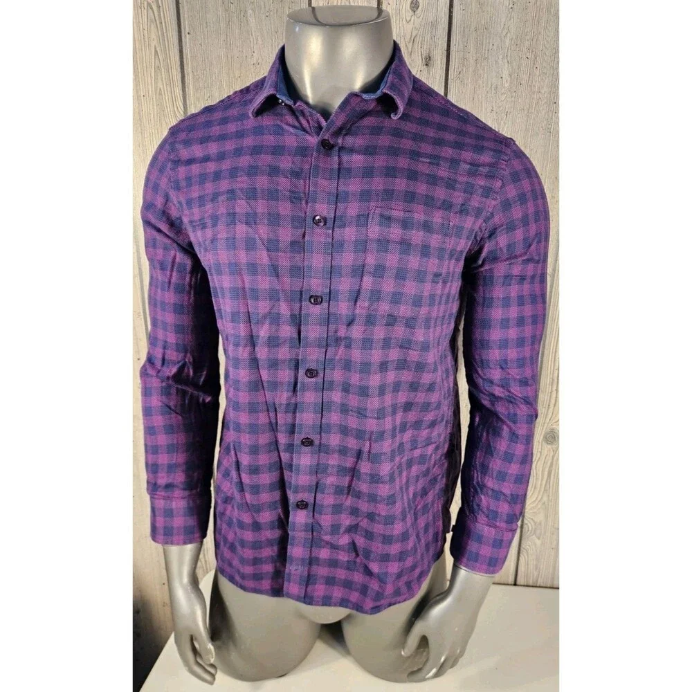Johnston & Murphy Shirt Mens XL Purple Blue Performance Flip Cuff